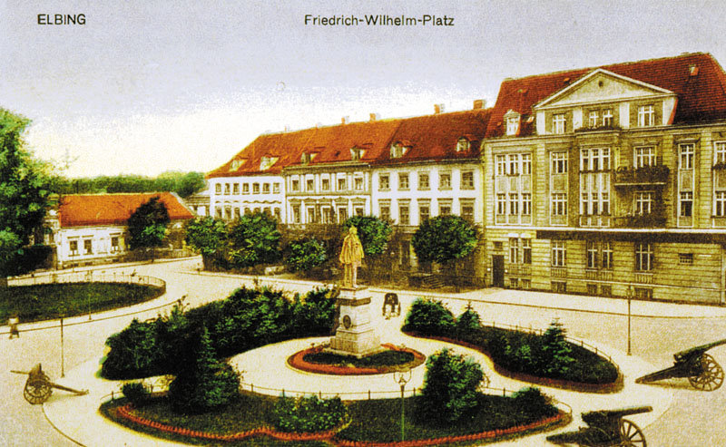 Elbląg, Plac Fryderyka Wilhelma (obecnie Słowiański). Z lewej strony widoczna Resursa Mieszczańska - Bürger-Ressource