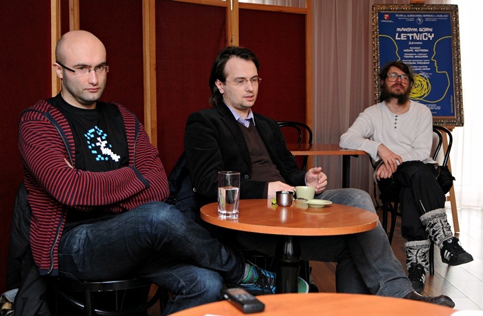 Elbląg, Realizatorzy spektaklu (od lewej): Michał Kotański, Radosław Paczocha, Damian Neogenn-Lindner