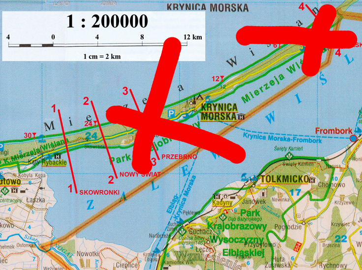 Elbląg, Dwie lokalizacje dla przekopu Mierzei Wiślanej