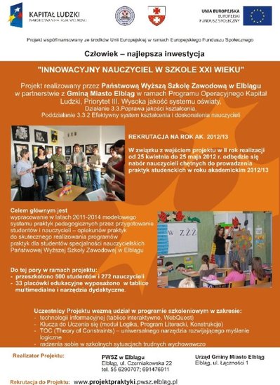 Innowacyjny nauczyciel w szkole XXI wieku Innowacyjny nauczyciel w szkole XXI wieku