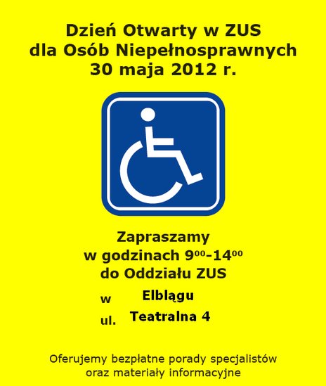 Elbląg, ZUS zaprasza niepełnosprawnych