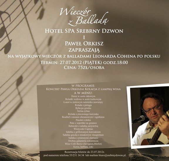 Wyjątkowy koncert utworów Leonarda Cohena w Kadynach Wyjątkowy koncert utworów Leonarda Cohena w Kadynach