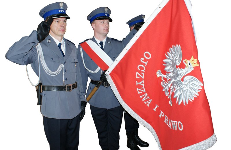 Elbląg, Zdjęcie pocztu sztandarowego z prób przed Świętem Policji