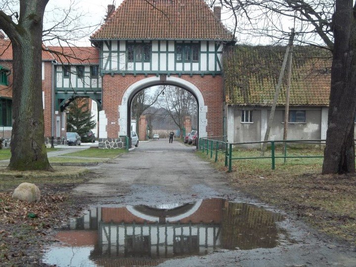 Elbląg, Kadyny-odbicie w kałuży, Elbląg, Kadyny-odbicie w kałuży,