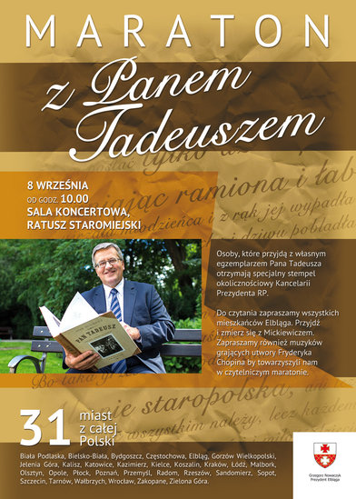 Elbląg, W sobotę czytamy "Pana Tadeusza" Elbląg, W sobotę czytamy "Pana Tadeusza"
