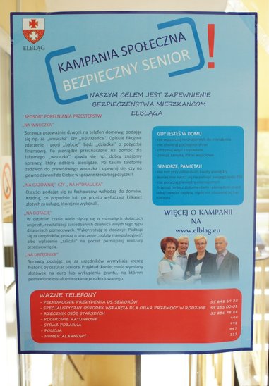 Elbląg, Plakaty promujące kampanię „Bezpieczny Senior” Elbląg, Plakaty promujące kampanię „Bezpieczny Senior”