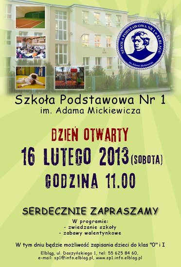 Elbląg, Dziś dni otwarte w SP 1 Elbląg, Dziś dni otwarte w SP 1