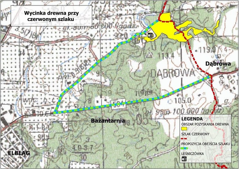 Elbląg, Propozycja alternatywnej trasy na czas trwania prac, mapka nadesłana