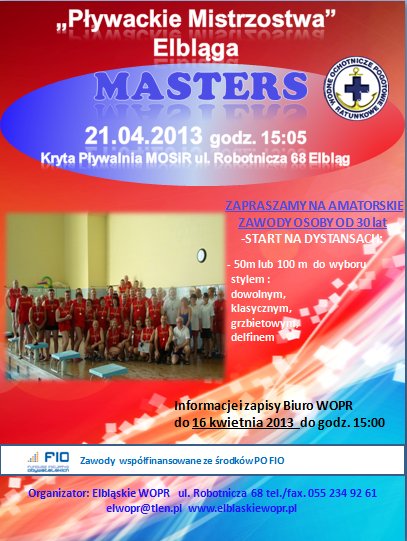 Elbląg, Pływackie Mistrzostwa Elbląga Masters 2013