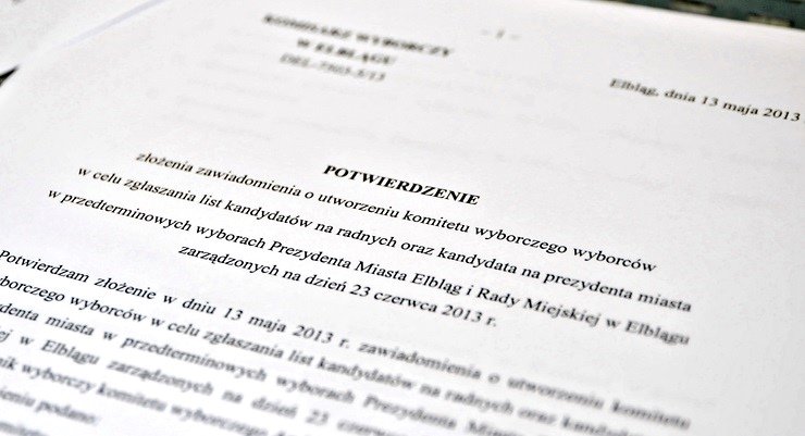Elbląg, Dzisiaj zakończono przyjmowanie do rejestracji komitetów wyborczych chcących startować w przedterminowych wyborach samorządowych Elbląg, Dzisiaj zakończono przyjmowanie do rejestracji komitetów wyborczych chcących startować w przedterminowych wyborach samorządowych