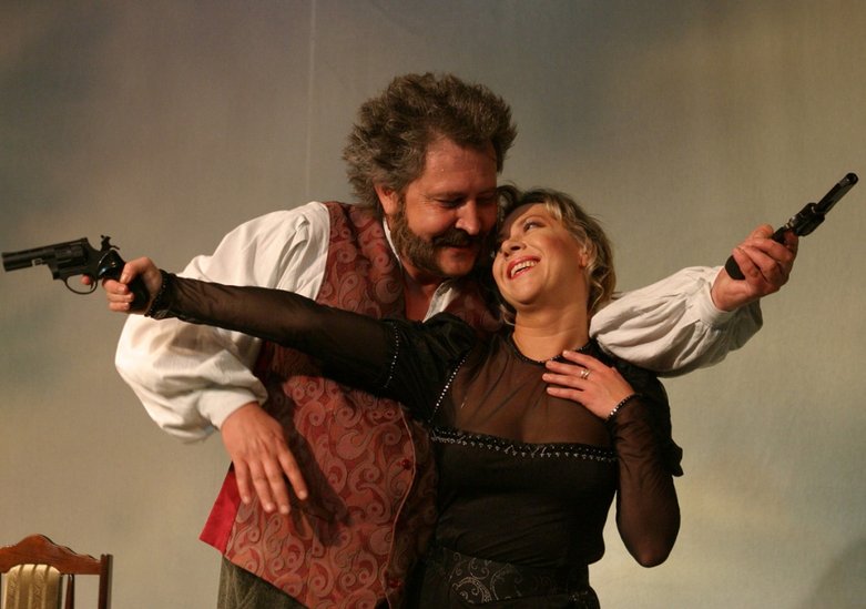 Elbląg, scena ze spektaklu (Teresa Suchodolska, Mariusz Michalski -