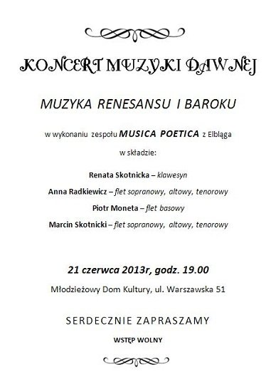 Elbląg, Koncert Musica Poetica Elbląg, Koncert Musica Poetica