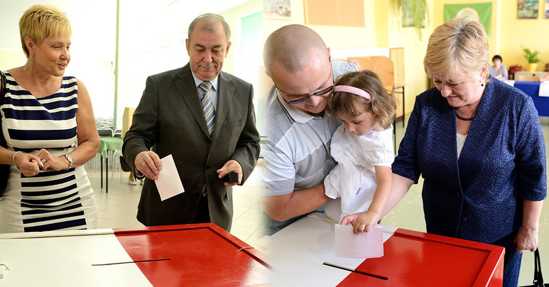 Elbląg, Jerzy Wilk przyszedł na głosowanie z żoną, zaś Elżbieta Gelert - z synem i wnuczką (WS) Elbląg, Jerzy Wilk przyszedł na głosowanie z żoną, zaś Elżbieta Gelert - z synem i wnuczką (WS)