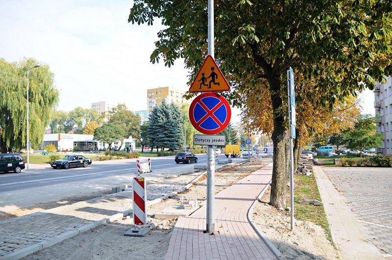Elbląg, Przy ul. Nowowiejskiej na środku ścieżki rowerowej stoi słup
