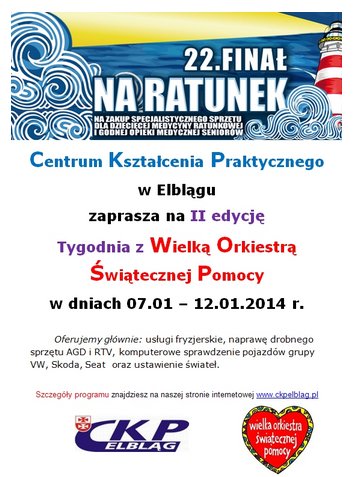 Elbląg, Tydzień z WOŚP w CKP Elbląg, Tydzień z WOŚP w CKP