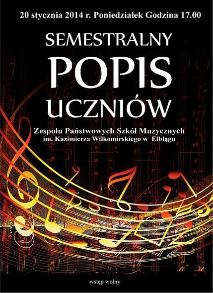Elbląg, Popis semestralny w ZPSM Elbląg, Popis semestralny w ZPSM