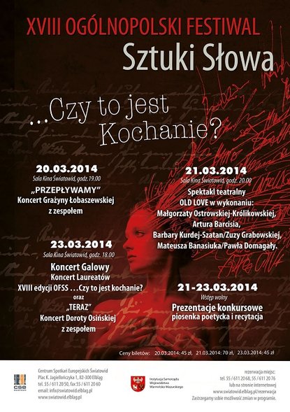 Elbląg, 18. Festiwal poświęcony sztuce słowa Elbląg, 18. Festiwal poświęcony sztuce słowa