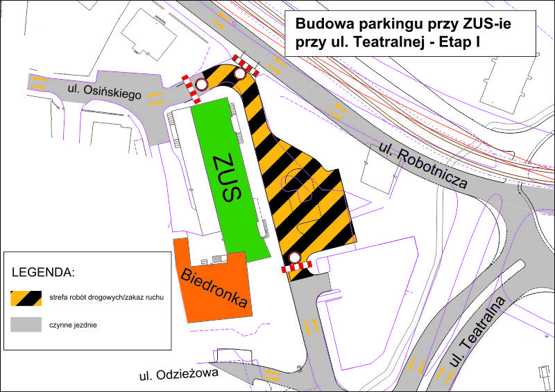 Elbląg, Przebudowa parkingu i drogi przy ZUS. Zmiany w organizacji ruchu Elbląg, Przebudowa parkingu i drogi przy ZUS. Zmiany w organizacji ruchu