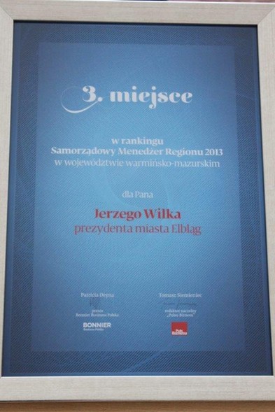 Elbląg, Wyróżnienie dla Jerzego Wilka Elbląg, Wyróżnienie dla Jerzego Wilka