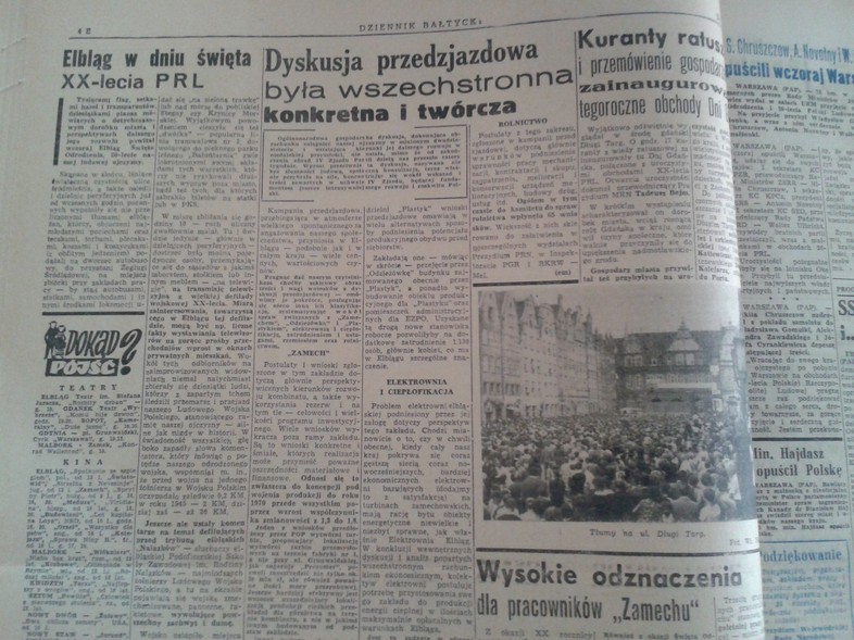 Elbląg, Elbląg w dniu święta XX-lecia PRL