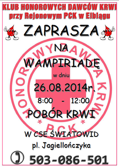 Elbląg, Dziś Wampiriada w CSE Światowid Elbląg, Dziś Wampiriada w CSE Światowid