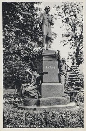 Elbląg, Taki pomnik Ferdynand Schichau miał przed wojną. Można było go znaleźć pod Bramą Targową