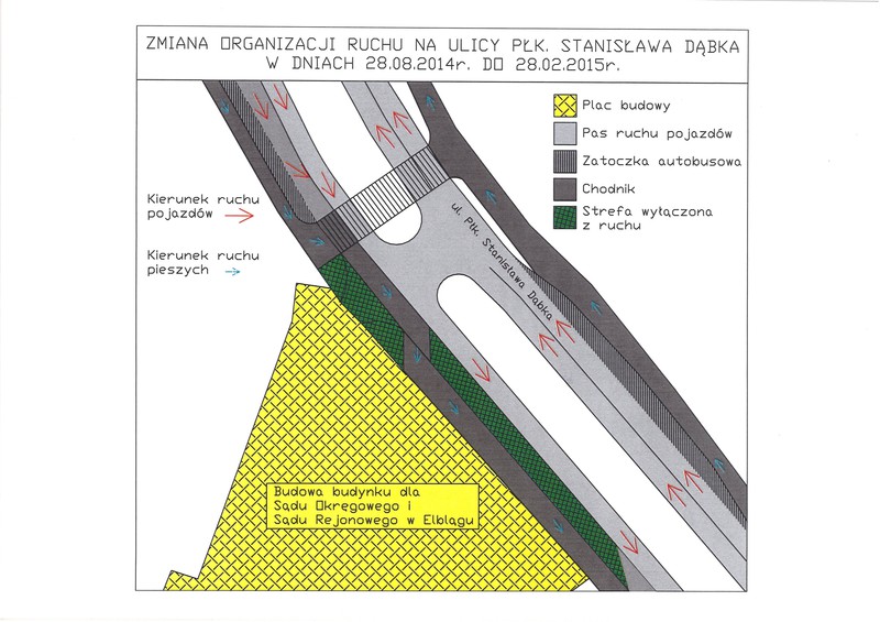 Tymczasowa organizacja ruchu, Etap I, schemat nadesłany