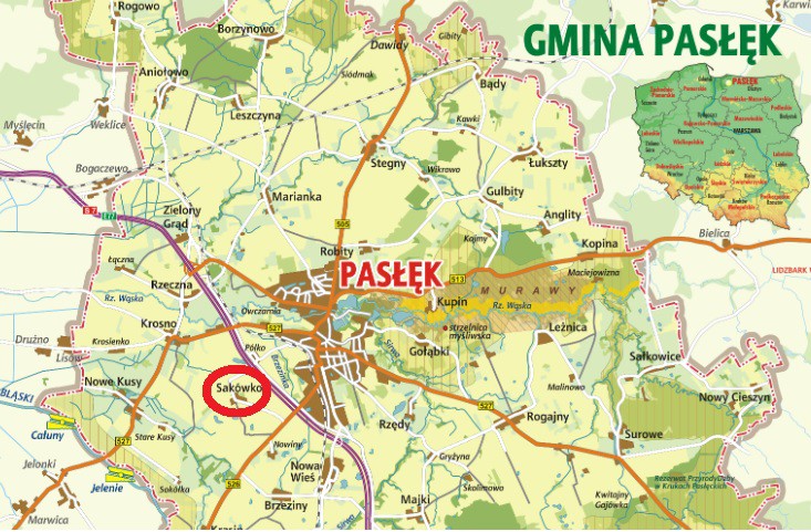 Elbląg, Instytut ma powstać koło miejscowości Sakówko (w czerwonym kółku); Elbląg, Instytut ma powstać koło miejscowości Sakówko (w czerwonym kółku);