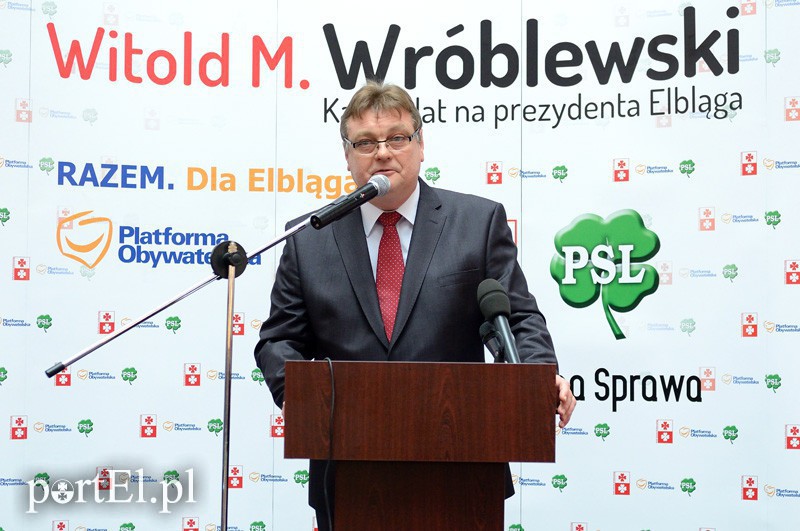 Elbląg, W październiku Witold Wróblewski przedstawił kierunki swojego programu, na poniedziałkowej (10 listopada) konferencji rozwinął jego założenia