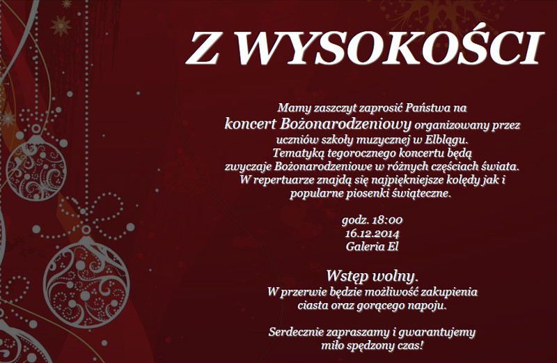 Elbląg, Koncert bożonarodzeniowy