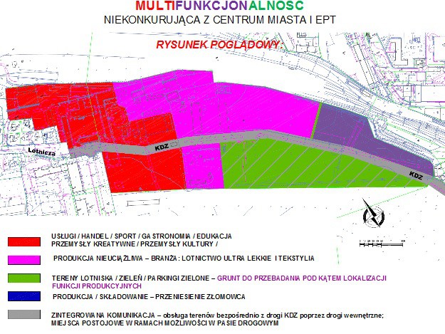 Elbląg, Jeden ze slajdów prezentacji, przygotowanej przez Urząd Miejski w 2014 roku. Przedstawia podział działek przy Lotniczej ze względu na ich funkcję. Elbląg, Jeden ze slajdów prezentacji, przygotowanej przez Urząd Miejski w 2014 roku. Przedstawia podział działek przy Lotniczej ze względu na ich funkcję.