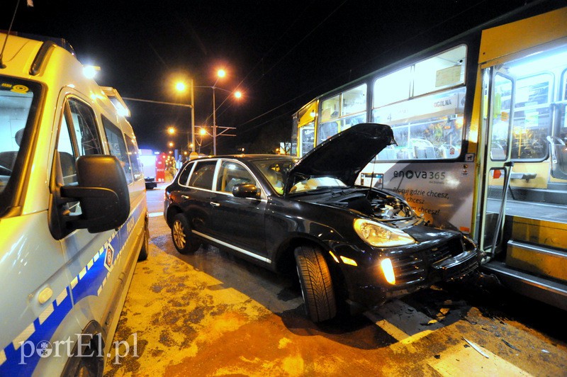 Elbląg, Porsche kontra tramwaj, jedna osoba ranna