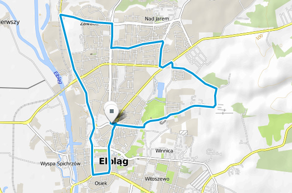 Elbląg, trasa przejazdu rowerowego Elbląg, trasa przejazdu rowerowego