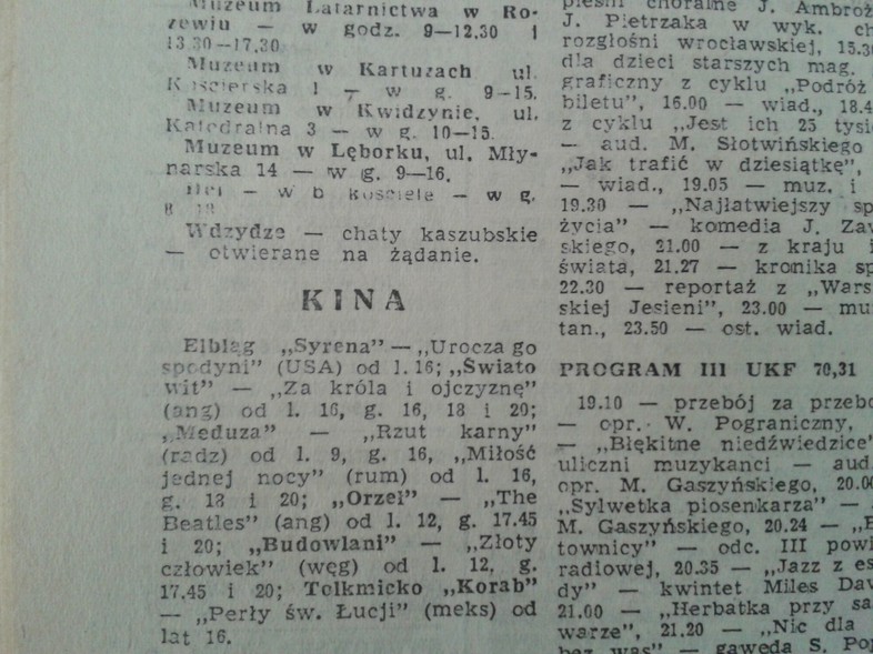 Elbląg, Elbląskie kina 50 lat temu Elbląg, Elbląskie kina 50 lat temu