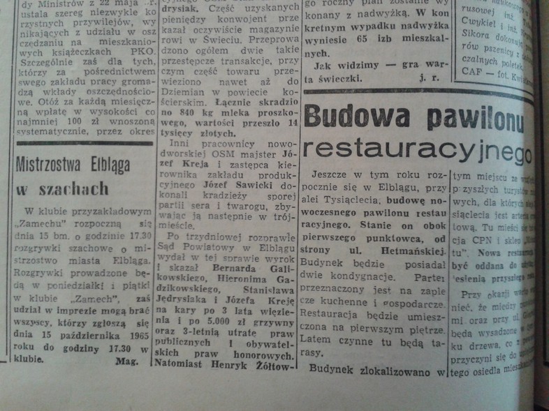 Elbląg, Budowa pawilonu restauracyjnego