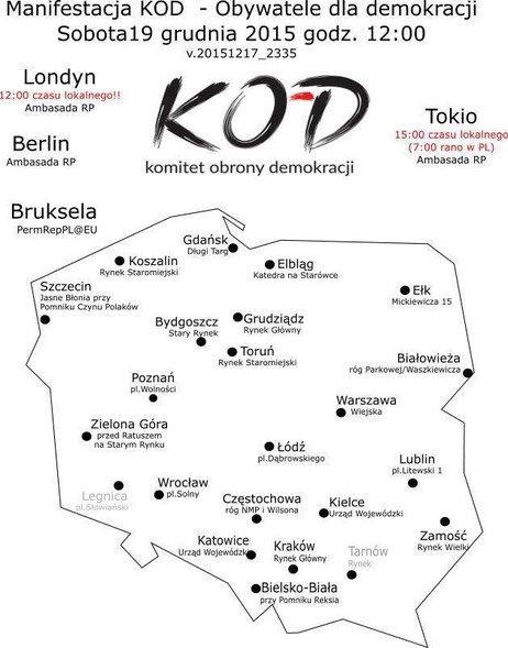 Elbląg, W tych miastach odbędą się manifestacje KOD