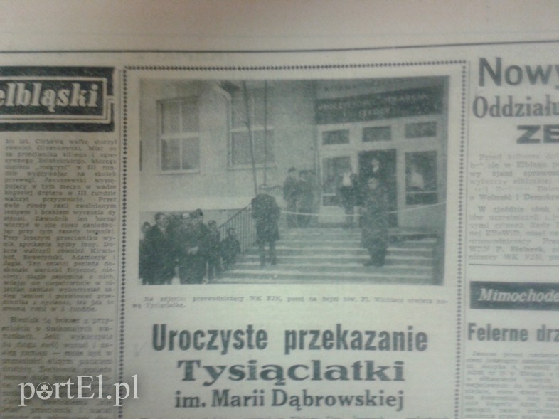 Elbląg, Uroczyste przekazanie Tysiąclatki im. Marii Dąbrowskiej Elbląg, Uroczyste przekazanie Tysiąclatki im. Marii Dąbrowskiej