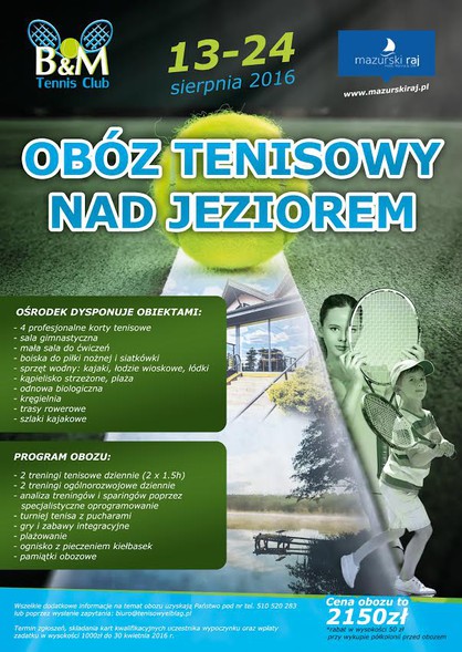 Obóz tenisowy nad jeziorem Obóz tenisowy nad jeziorem