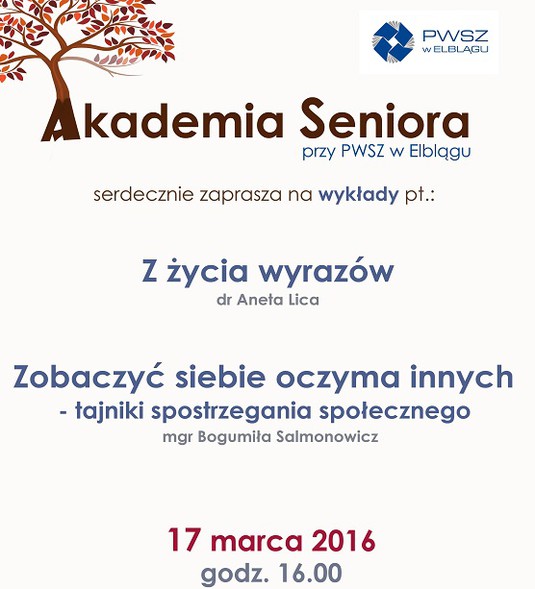 Elbląg, Wykłady Akademia Seniora PWSZ Elbląg, Wykłady Akademia Seniora PWSZ