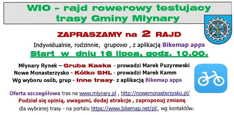 Elbląg, Rajdy rowerowe na terenie gminy Młynary