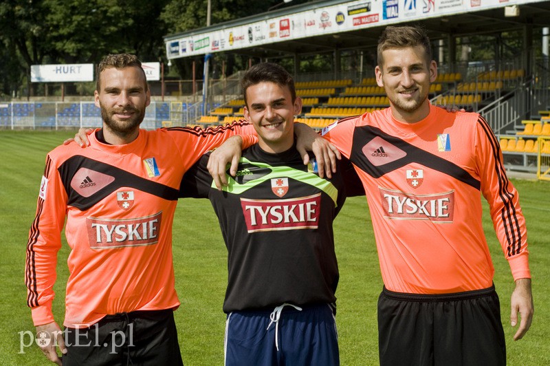 Elbląg, Od lewej bramkarze: Wojciech Daniel, Kacper Jurewicz, Kacper Tułowiecki