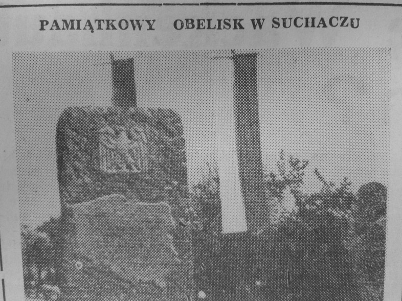 Elbląg, Pamiątkowy obelisk w Suchaczu