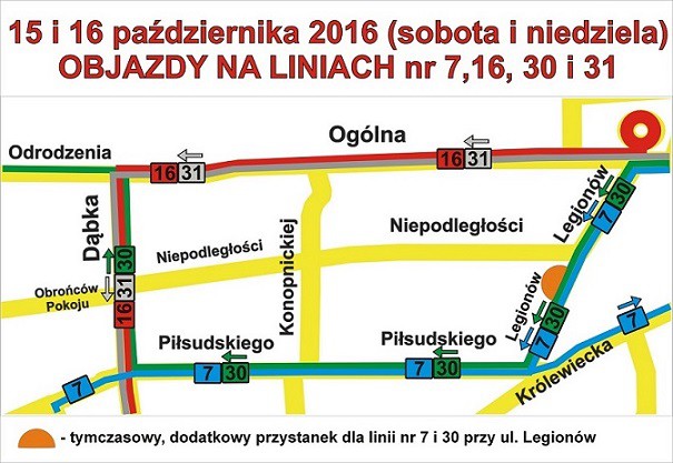 Elbląg, Objazdy na liniach 7, 16, 30 i 31 Elbląg, Objazdy na liniach 7, 16, 30 i 31