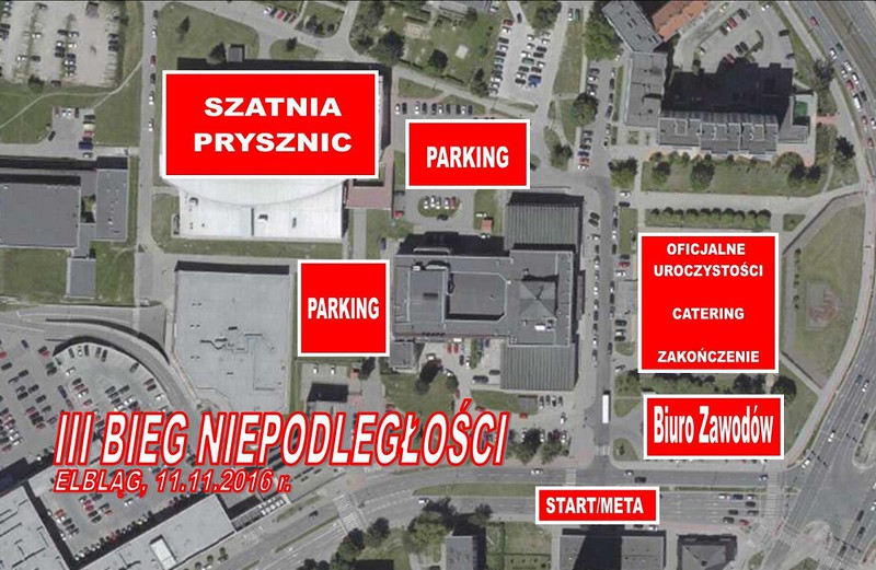 Elbląg, Grafika przedstawia plan piątkowej imprezy. Start i meta biegu będzie się znajdować na ul. Teatralnej na wysokości CSE Światowid Elbląg, Grafika przedstawia plan piątkowej imprezy. Start i meta biegu będzie się znajdować na ul. Teatralnej na wysokości CSE Światowid