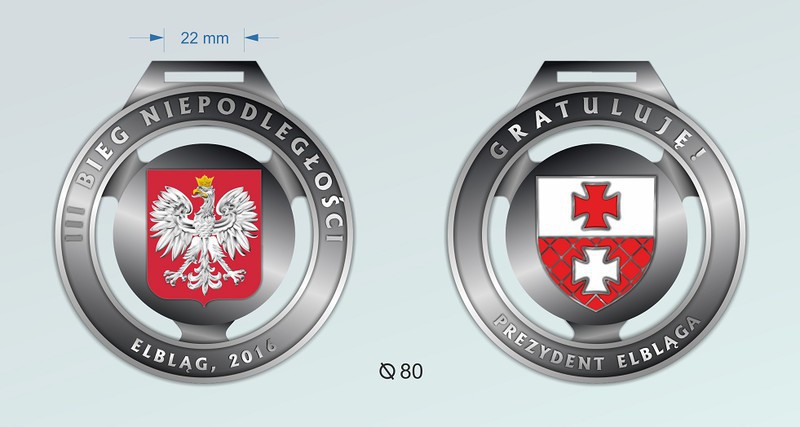 Elbląg, Taki medal otrzymają uczestnicy Biegu Niepodległości na mecie Elbląg, Taki medal otrzymają uczestnicy Biegu Niepodległości na mecie