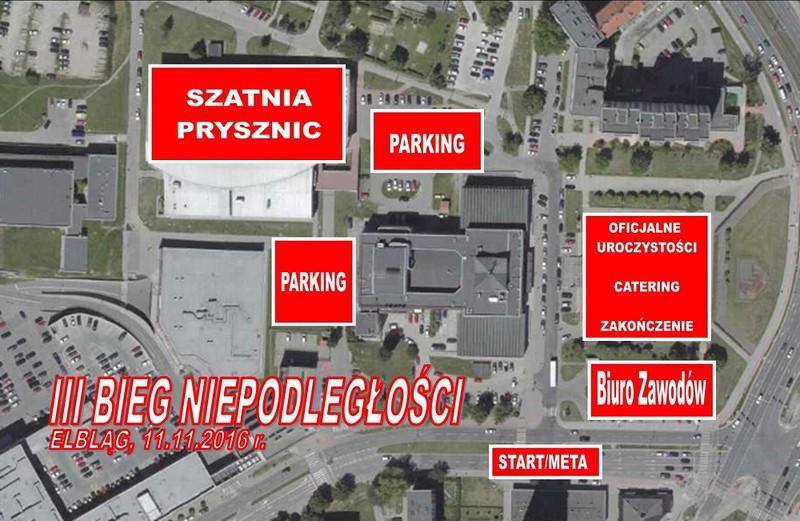 Elbląg, Plan zaplecza technicznego Biegu Niepodległości Elbląg, Plan zaplecza technicznego Biegu Niepodległości