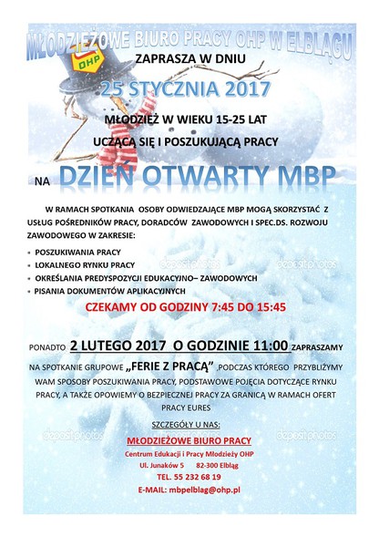 Ferie zimowe z Centrum Edukacji i Pracy Młodzieży OHP Ferie zimowe z Centrum Edukacji i Pracy Młodzieży OHP
