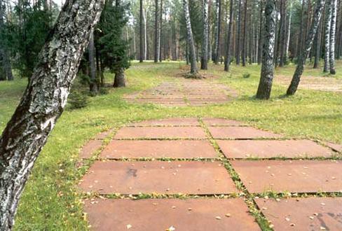 Elbląg, Polski Cmentarz Wojenny w Katyniu – zarys masowych mogił  (wikimedia commons)