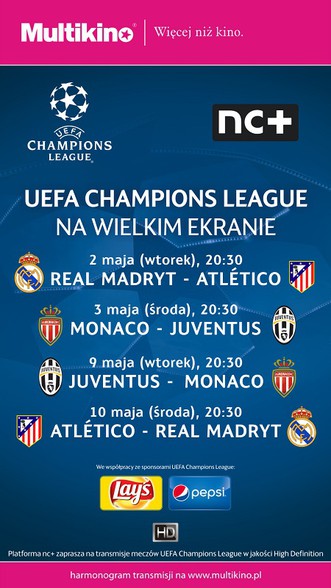 Elbląg, Liga Mistrzów UEFA - półfinały na wielkim ekranie w Multikinie! Elbląg, Liga Mistrzów UEFA - półfinały na wielkim ekranie w Multikinie!