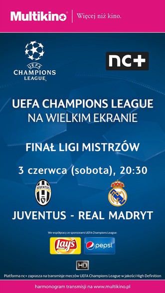 Elbląg, Liga Mistrzów UEFA - finał na wielkim ekranie w Multikinie!